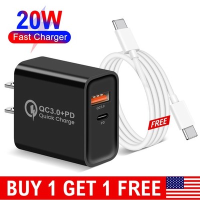 For Google Pixel 10a 9a 8a 20W Fast Wall Charger USB Type C Dual Ports Adapter