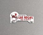 VINTAGE LAS VEGAS COWBOY HORSE PLATE TOPPER PORCELAIN SIGN GAS OIL MOTORCYCLE