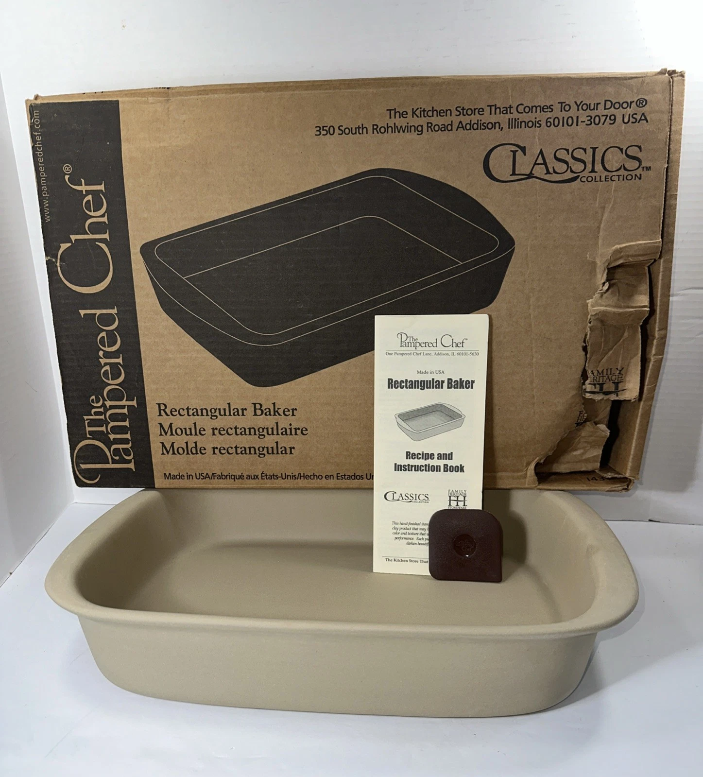 Pampered Chef 9x13 Stone Baker 1430 Pan Casserole Dish NIB