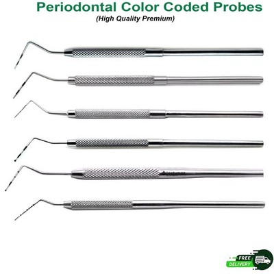 Periodontal Probes Color Coded Depth Measuring Dental Furcation Probe Diagnostic