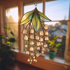 Lily of the Valley Stained Glass Suncatcher Floral Window Decor