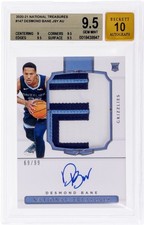 2020-21 National Treasures Desmond Bane TRUE RPA RC PATCH AUTO /99 BGS 9.5/10