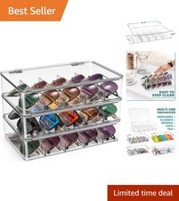 Versatile Sunglasses and Eyeglass Holder - 5 Section Stackable Acrylic Case