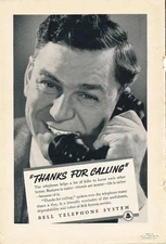 Magazine Ad - 1938 - AT&T / Bell System - Thanks For Calling