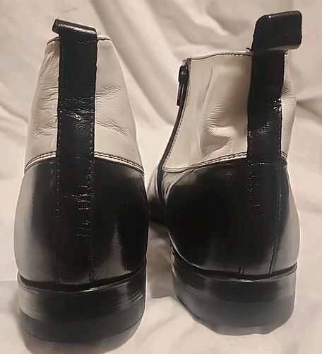Stacy Adams Shoes High Top with Studs Spats Leather Two Tone Black White 11.5 D - Picture 5 of 8
