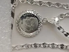 Shiny Silver Plated Necklace With 1964 10 Cents Proof Coin 90% Silver