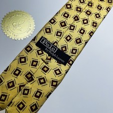 Vintage Polo Ralph Lauren Light Yellow Silk Tie w Red Black Accents 56x3  