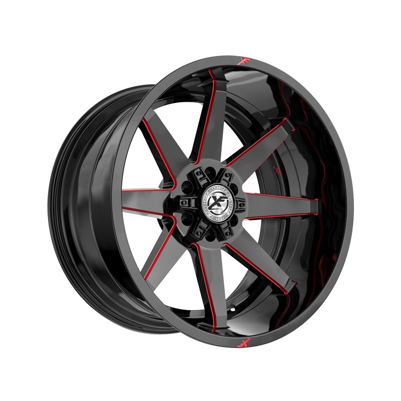 1 X XF Off-Road XF-236 Gloss Black & Red Milled 20X9 6x135/6x139.7