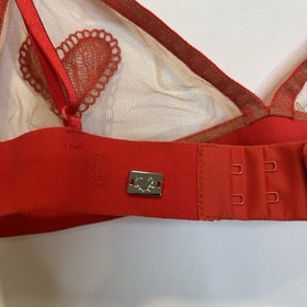 For Love & Lemons Heart Mesh Bra Bralette Skivvies 'Be Mine' Red S