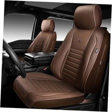 Nappa Leather Car Seat Covers Luxury Seat Protector for Full Set Brown 5 Seats