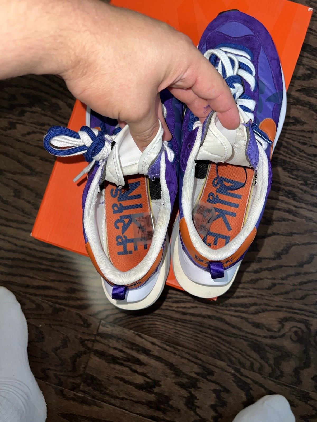 CLEAN Sacai x Nike VaporWaffle Dark Iris Taglia 9 5 DD1875 500 Scatola originale