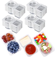 20PCS Double Compartment Condiment Containers with Lids, Reusable Snack Packs