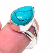 Green Turquoise Gemstone Handmade 925 Sterling Silver All Size Ring For Gift