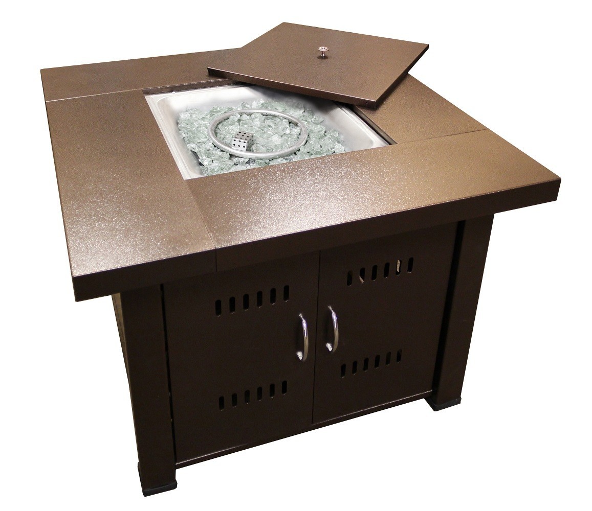 Hiland 38" Square Powder Coated Bronze Fire Pit