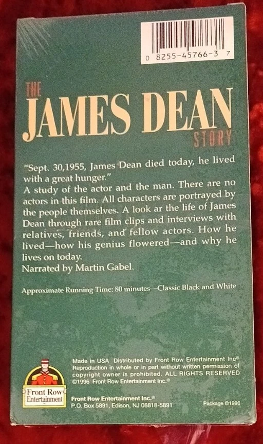 The James Dean Story (1996 VHS) Narrated By Martin Gabel. DocumentNEW/SEALED Foto 2 de 2