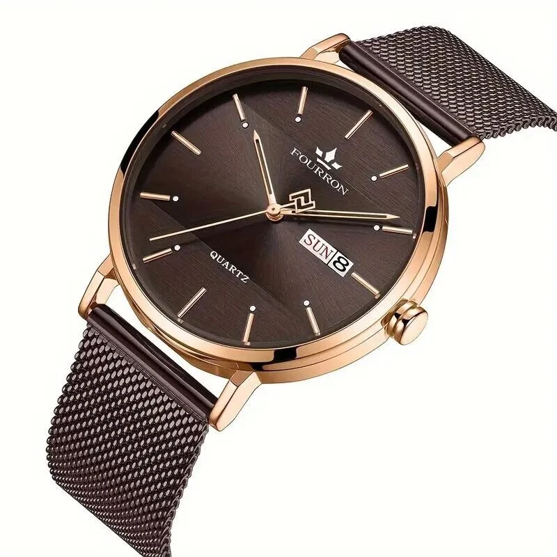 Reloj de cuarzo de acero inoxidable de lujo para hombre de moda multifuncional regalo navideño Foto 4 de 4