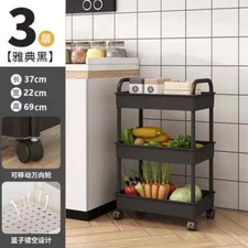 Image of Multi-tier Trolley on Wheels Kitchen Storage Utility Cart with Shelves Rolling