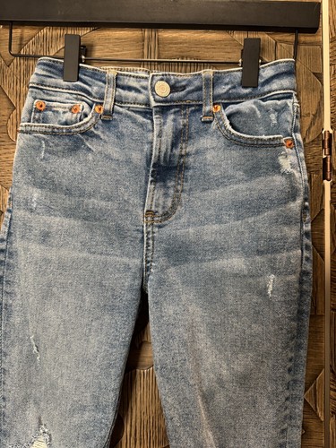 GAP Girls Denim Jeans Sky High Skinny Ankle Distressed Size 8 - New without tags - Picture 2 of 7