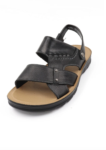 Men's Casual Lightweight Leather Look Open Toe Adjustable Straps Sandal Slider.