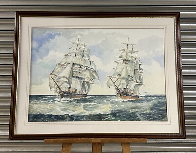 Original Aquarell Gemälde ''Racing Clippers'' von Peter Harvey Graver