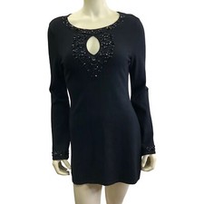 INC INTERNATIONAL BEADS EMBELLISED KEY HOLE SWEATER DRESS MD NWT