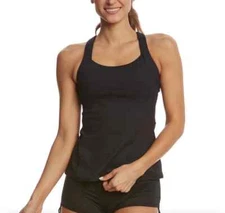 TYR Women's Black Solid Lola Tankini Top Size Small 4/6 L97655