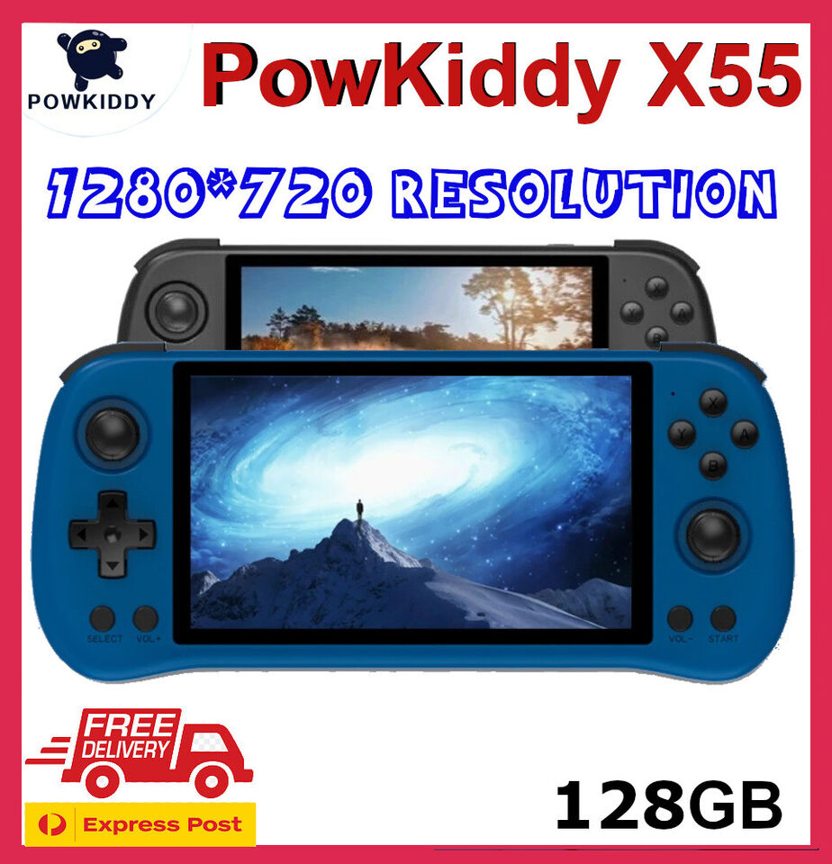 POWKIDDY X55 5.5 INCH 1280*720 IPS Screen RK3566 Handheld Game Console OpenSoure