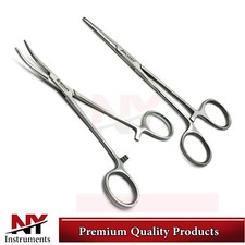 Kelly Hemostat Forceps Straight  Curved Locking Clamp Surgical Dental Fishing