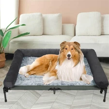 Chew Proof Elevated Dog Bed Cooling Raised Pet Cot w/ Durable Frame Mesh Bolster