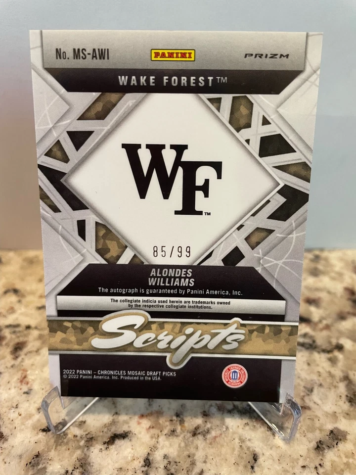 2022 Chronicles Mosaic Draft Alondes Williams Scripts Silver Prizm 85/99 #MS-AWI - Image 2 of 2