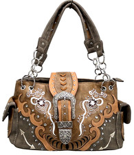 RHINESTONES  STUDS WESTERN BUCKLE HANDBAG CONCEALED CARRY PURSE MOTORCYCLE BAG