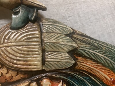 Vintage Carved Wooden Peacock Mirror | eBay