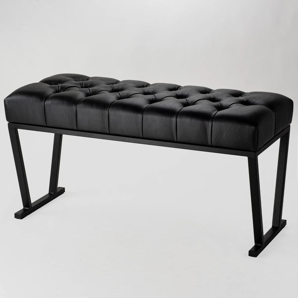 Bench HANDMADE Industrial Quilted bench Metal upholstered bench deep buttoned
