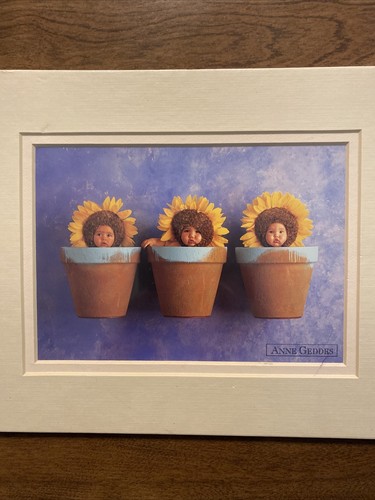 Litografía vintage sellada Anne Geddes bebés girasol mate 1995 R15 - Imagen 2 de 12