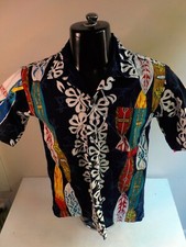 NUI NALU Hawaiian Surfboard Print Shirt Boys Size 18 Multicolor Cotton USA Made
