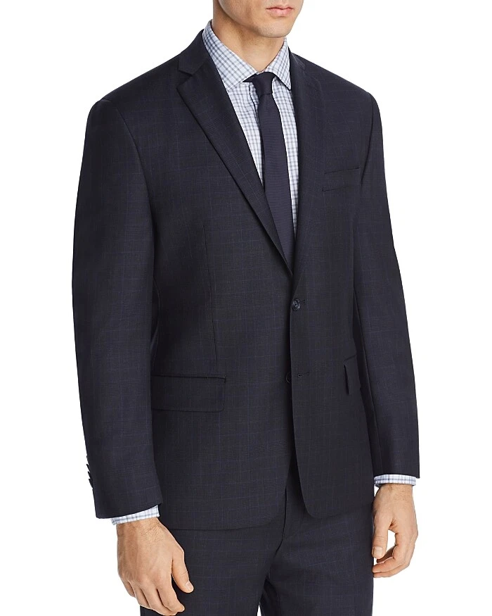 395 Michael Kors Men s 38S Blue Plaid Classic Fit Suit Jacket