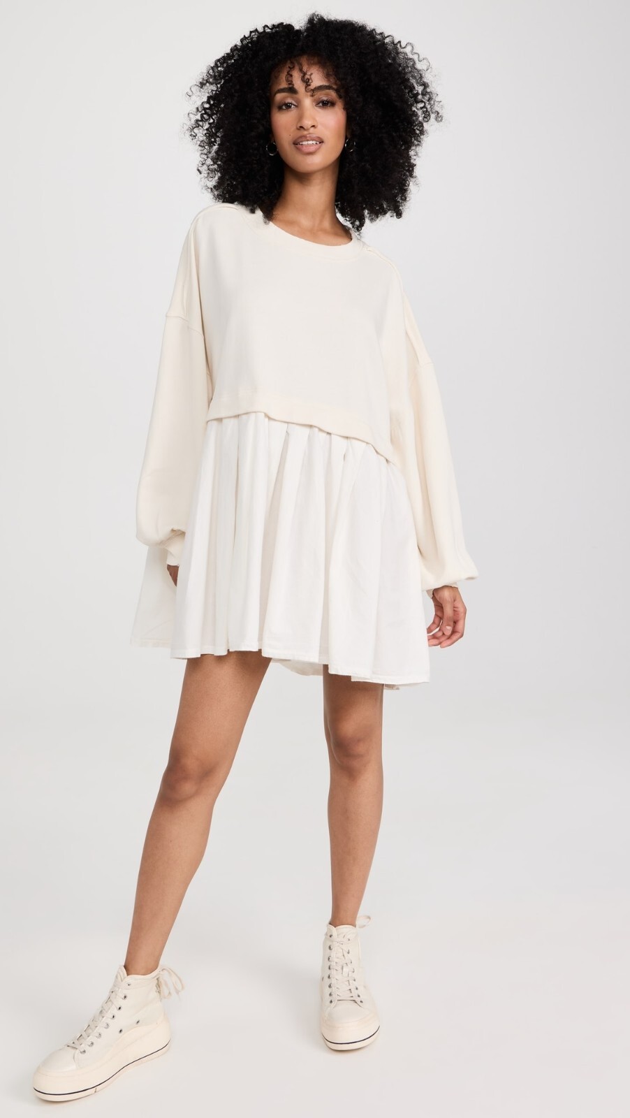 Free People Moonlight Dance Tunic - 3/4 Sleeve Boho Top With Ruffle Tie & Side Pockets (Ivory) - View #11