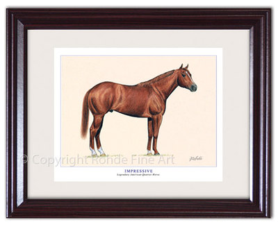 IMPRESSIVE - FRAMED AMERICAN QUARTER HORSE ART PRINT signed artist Rohde