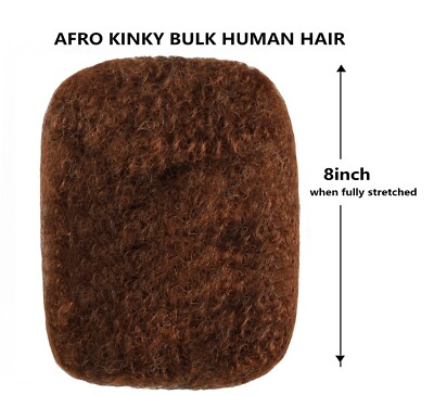 100% Human Hair Kinky Curly Afro Bulk For Dreadlock Extensions - Medium Auburn