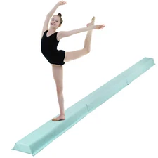 9'Balance Beam Extra Firm Vinyl Folding Gymnastics Beam Tumbling Home Blue-Green