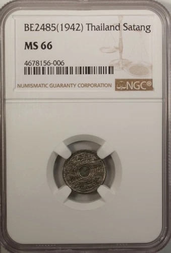 Thailand  Satang 1942 NGC MS 66 UNC  Tin Rama VIII 