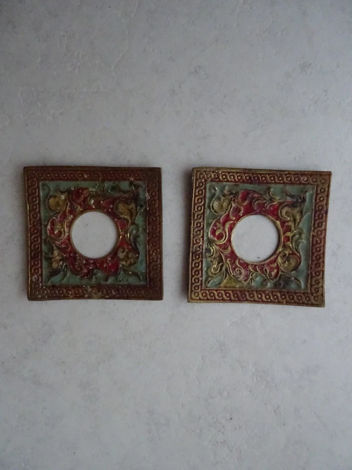 2 Anciennes Bobèches bronze émaillé chandelier bougeoir - Photo 3/4