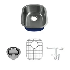 eridian Undermount Single-Bowl Kitchen Sink Kit, 15-in L x 18.5-in W x 7-in H