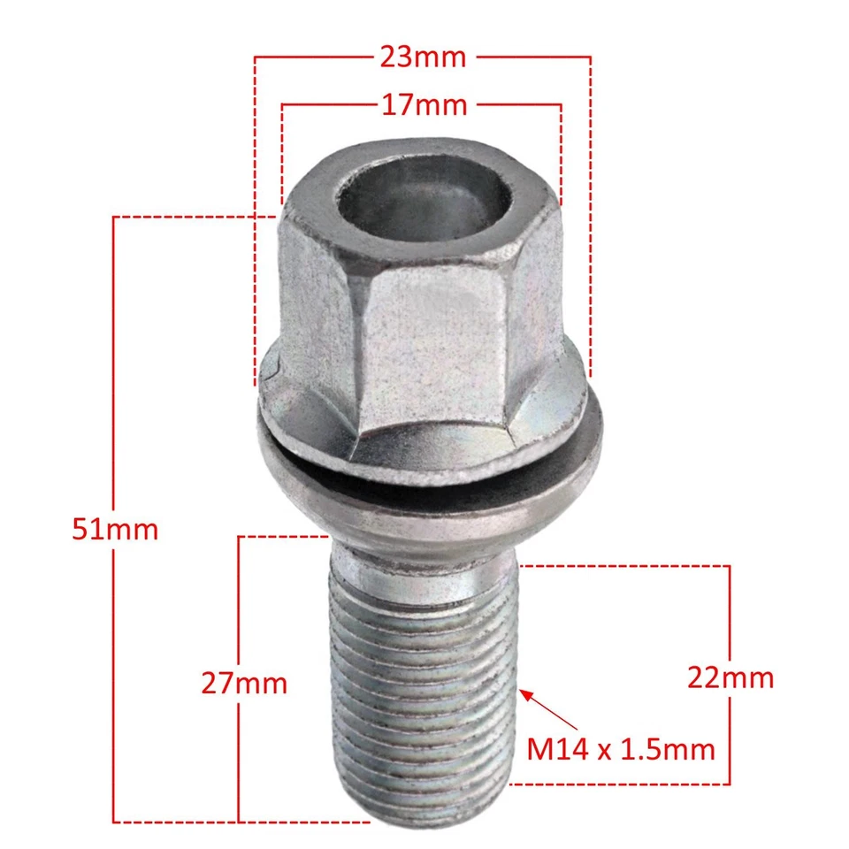 Perno de rueda de acero de aleación x 16 Febi 46657 para Audi RS6 RS7 S4 S5 S6 S7 S8 TT TTRS Foto 2 de 4
