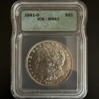 Morgan Silver Dollar 1881-O ICG MS61 Grade
