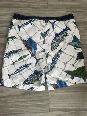 #ad OP Ocean Pacific Board Swim Trunks Shorts Men L Lined Fish Pool Ocean Lake $16.00