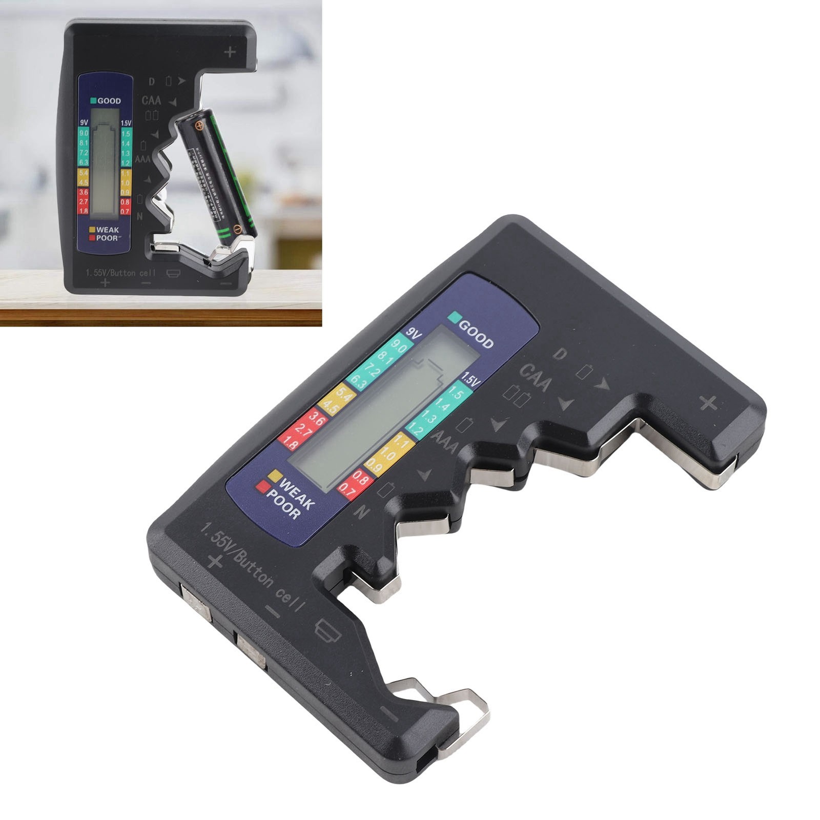 Digital Battery Capacity Gauge Tester Universal D C N AAA AA 9V 1.5V Button Cell