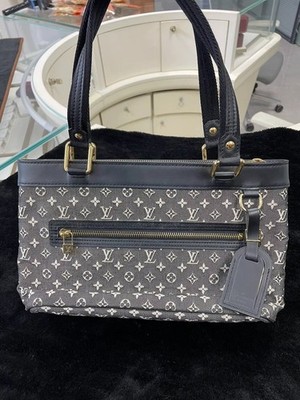LOUIS VUITTON ハンドバッグ ブラック/ホワイト Louis Vuitton Black & White Monogram Mini Lin Denim Tote Bag Black