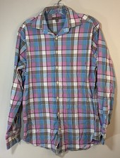 Peter Millar Plaid Men  s Medium Summer Comfort Button Down Long Sleeve Collared