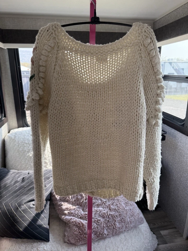 Suéter de punto con flores rosas talla grande Foto 2 de 4